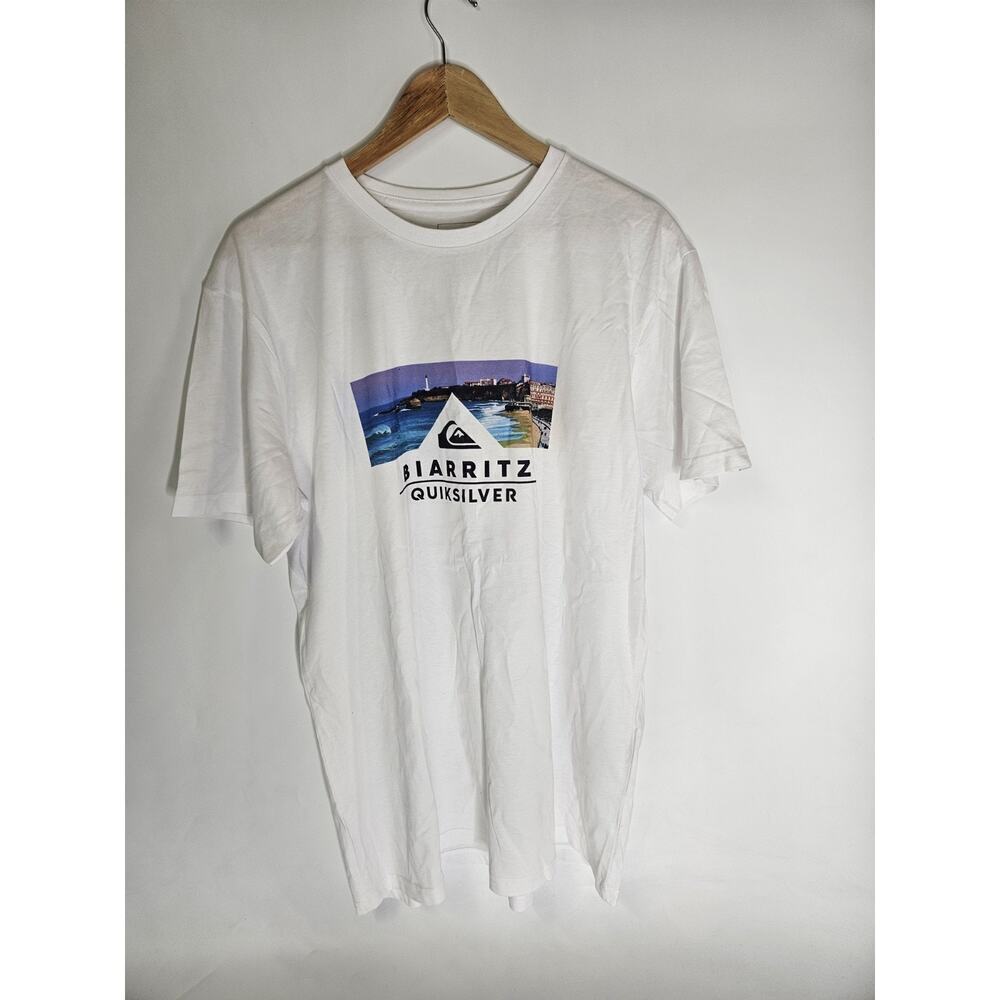 Quiksilver T-Shirt Mens Large White Premium Fit Short Sleeve